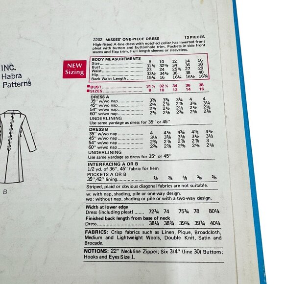 Vtg "Chester Weinberg" 2202 Vogue Americana Dress Pattern, Size 14 w/Label - Picture 6 of 10
